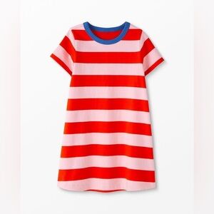 Hanna Andersson Short Sleeve Striped T-shirt Dress 100% Cotton Pink Red Girls 10